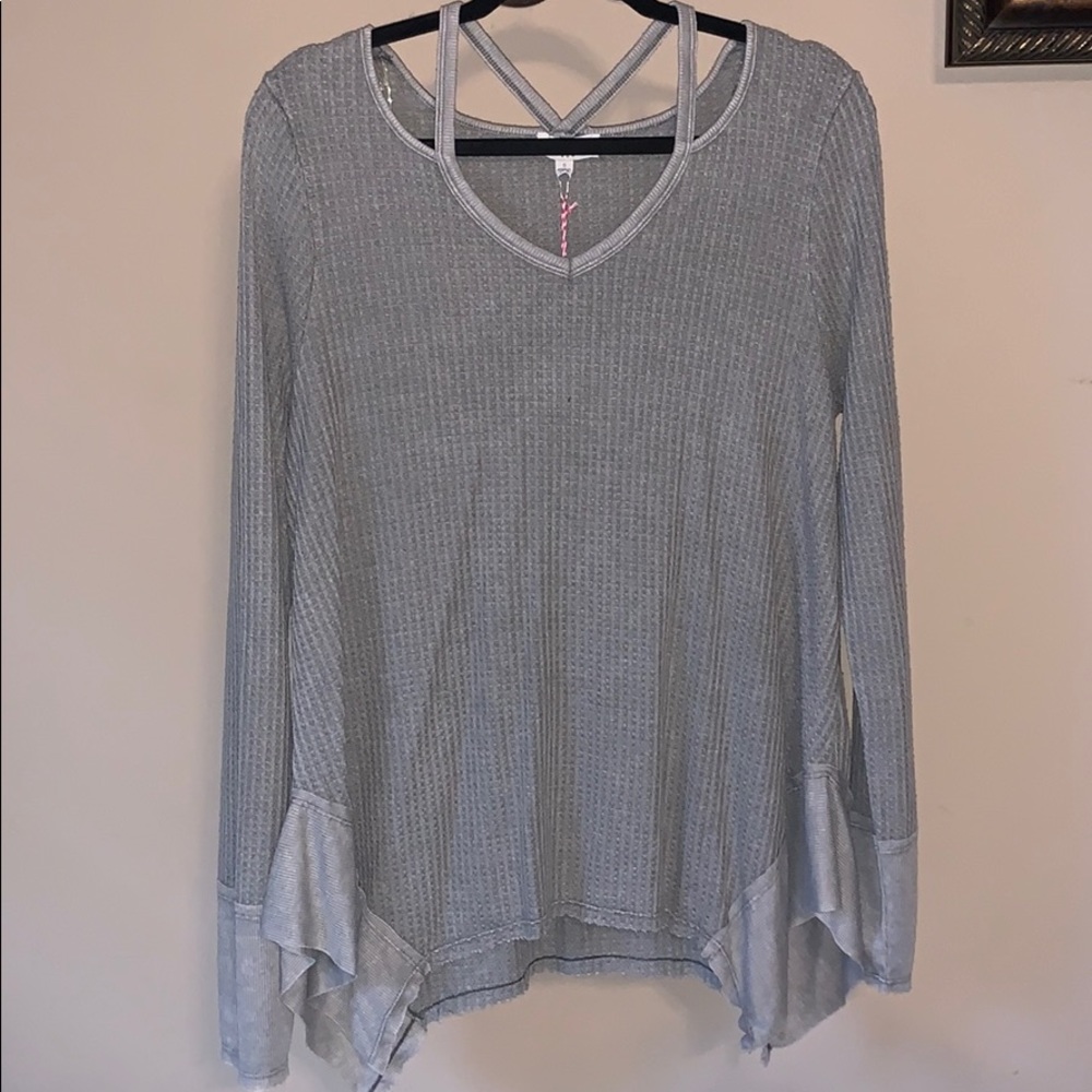 Gray Flowy Top